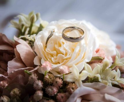 Wedding Rings on Flowers