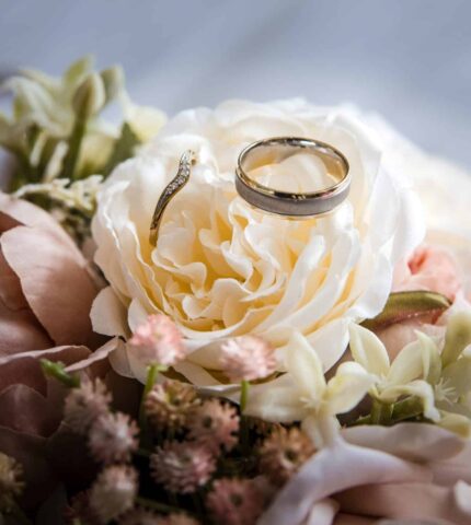 Wedding Rings on Flowers